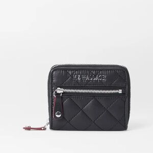 MZ Wallace Black Quilted Zip Wallet